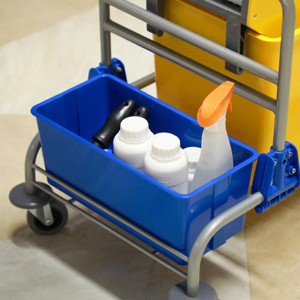 Chariot de nettoyage avec essoreuse, capacité 25 L, 4 roues, jaune