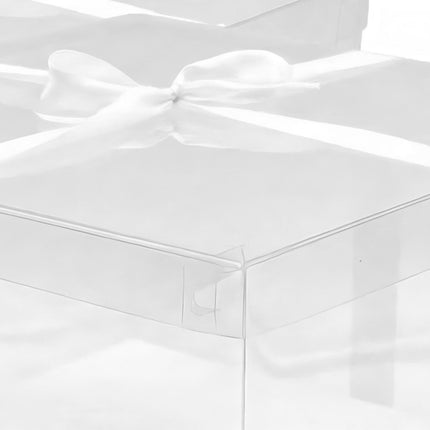 Klare Tortenboxen, 2er-Set mit Deckel und Satinband