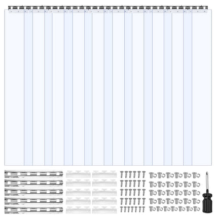 Clear PVC Strip Curtain, 10-Pack, 2.4 x 1.5 m, 2 mm
