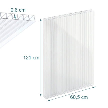 Plaques alvéolaires transparentes en polycarbonate, 6 mm, lot de 10