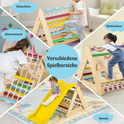 Jouet d'escalade pour tout-petits, cadre d'escalade triangulaire 4 en 1 avec rampe multicolore