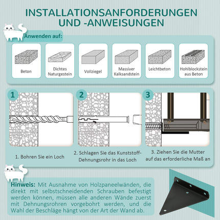 Cat climbing wall with bridge, up to 5 kg, wall mounted