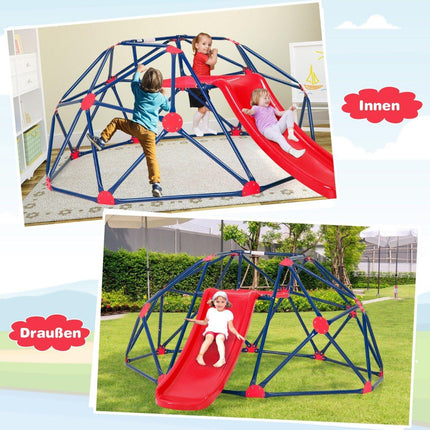 Aire de jeux Dôme d'escalade et toboggan en forme de dôme 241,5 x 183 x 91,5 cm rouge