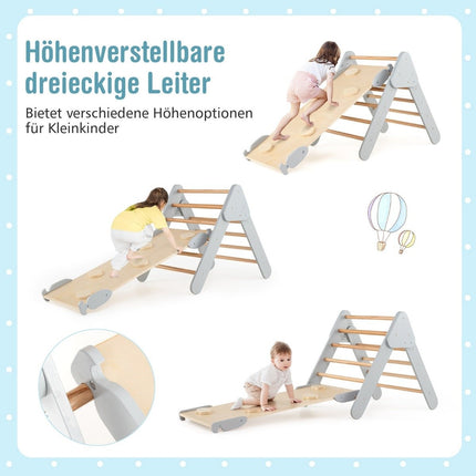 Kletterdreieck mit Rutsche, Kletterbogen inkl. doppelseitiger Rampe, grau
