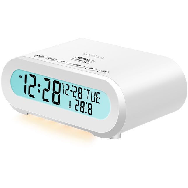 Radiowecker Temperatur/Luftfeuchtigkeit USB-C/Batteriebetrieb Weiß