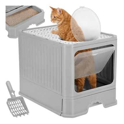 Bac à litière fermé pour chat avec tiroir et pelle, 50 x 36 x 38 cm