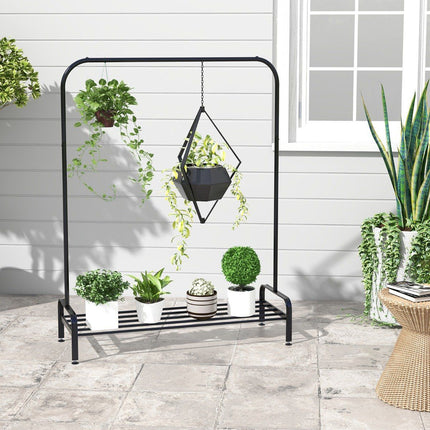 Portant à vêtements avec pieds réglables & tringle à vêtements & compartiment de rangement 112 x 42 x 145 cm noir