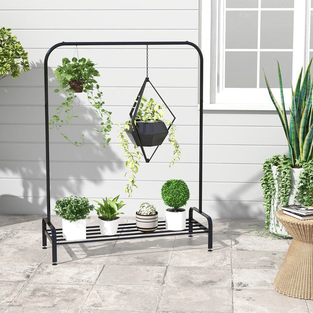 Portant à vêtements avec pieds réglables & tringle à vêtements & compartiment de rangement 112 x 42 x 145 cm noir