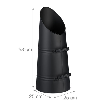 Kohleeimer 16L – Eisen, Mattschwarz, Zwei Griffe