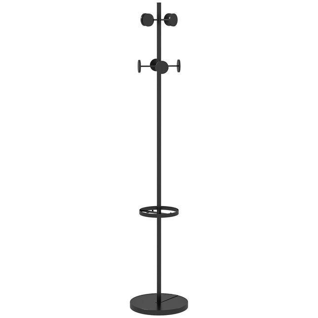 Metall-Garderobenständer mit 8 Haken, Walnuss-Finish, 177 cm