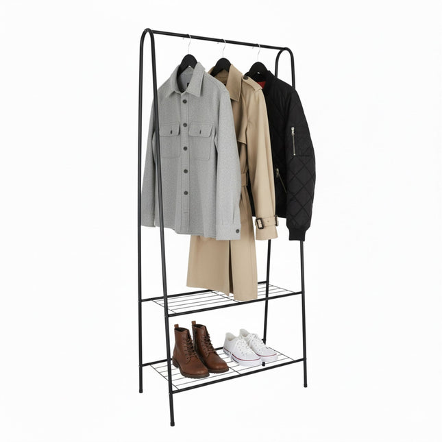 Porte-manteau à 2 étagères - Design en fer peu encombrant