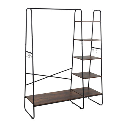 Porte-manteau à 6 étagères - Structure en métal, effet bois
