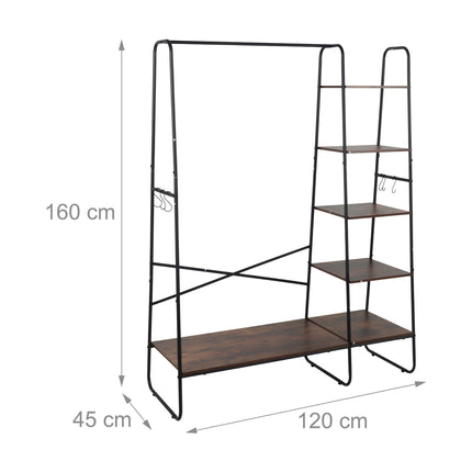 Porte-manteau à 6 étagères - Structure en métal, effet bois