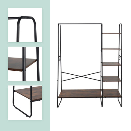 Porte-manteau à 6 étagères - Structure en métal, effet bois