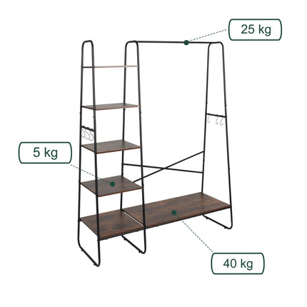 Porte-manteau à 6 étagères - Structure en métal, effet bois