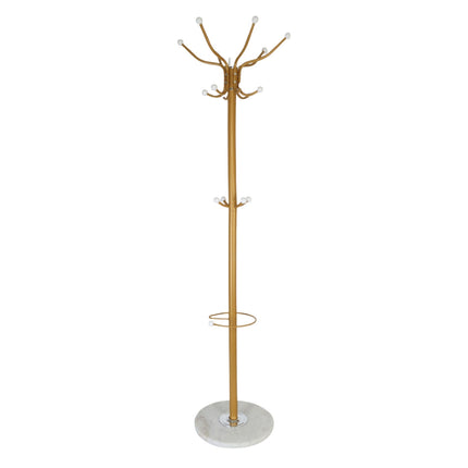 Garderobenständer mit Schirmhalter, 16 Haken, Marmorsockel