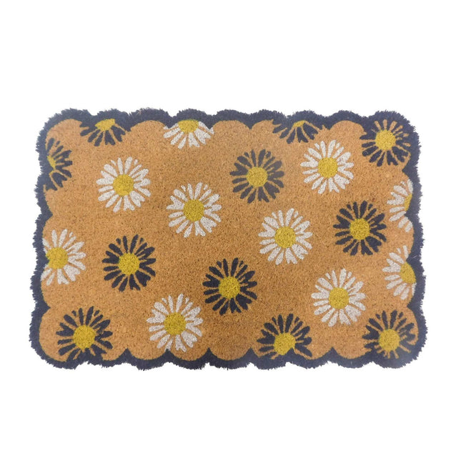 Paillasson en noix de coco, motif botanique, 60 x 40 cm, antidérapant