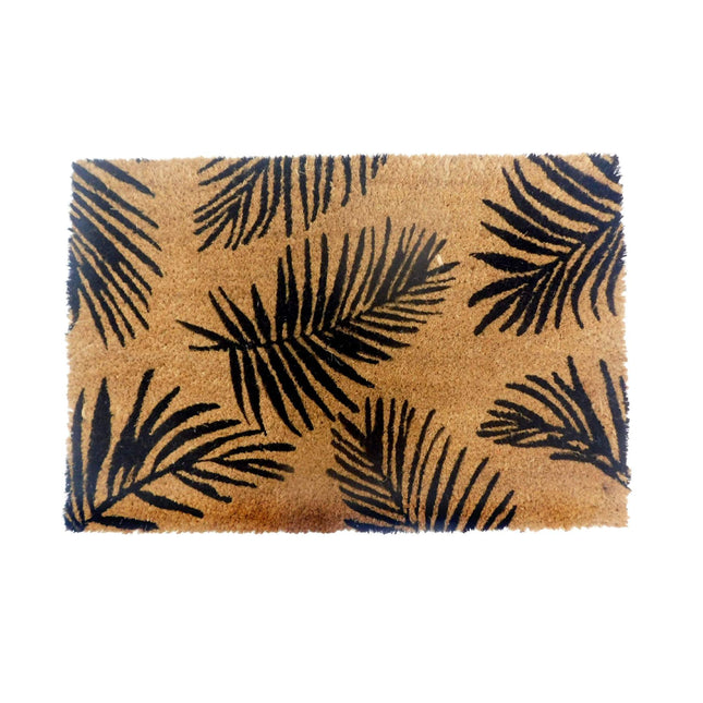 Paillasson en noix de coco, motifs botaniques, 60 x 40 cm, antidérapant
