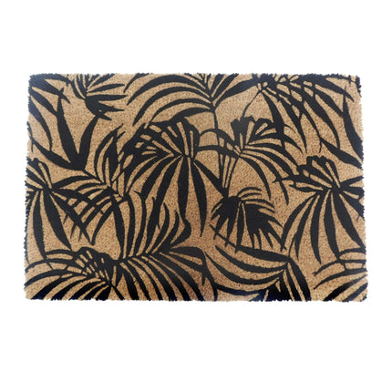 Tapis de porte en noix de coco, antidérapant, motif botanique, 60 x 40 cm