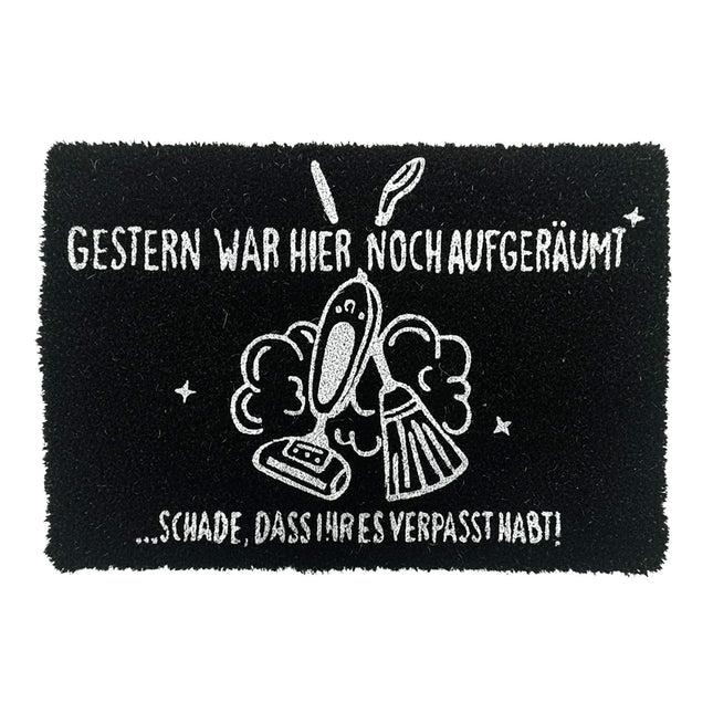 Kokos-Fußmatte mit lustigem Spruch, 60x40 cm, rutschfest