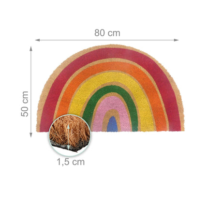 Paillasson demi-rond en noix de coco, 80 x 50 cm, antidérapant