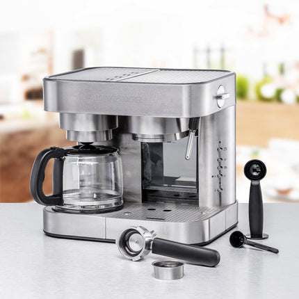 Kaffee- und Espressomaschine – Edelstahl, 10 Tassen, 19 bar
