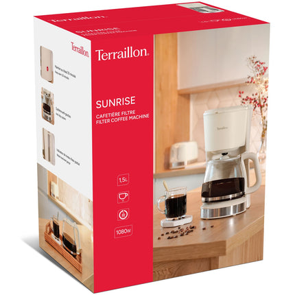 Cafetière 1,5 L – Crème et acier inoxydable, 1080 W