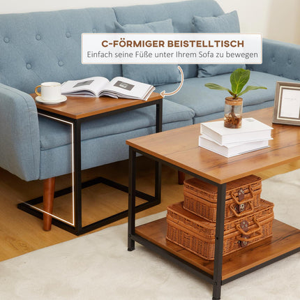 Industrieller Couchtisch 2er-Set – Stahl & Natur-Finish