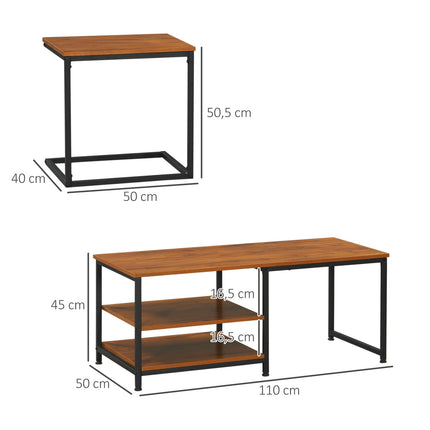 Industrieller Couchtisch 2er-Set – Stahl & Natur-Finish