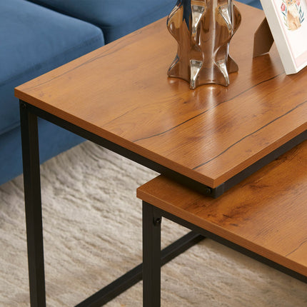 Industrieller Couchtisch 2er-Set – Stahl & Natur-Finish