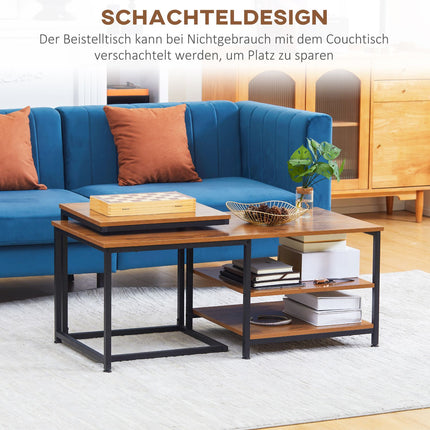 Industrieller Couchtisch 2er-Set – Stahl & Natur-Finish