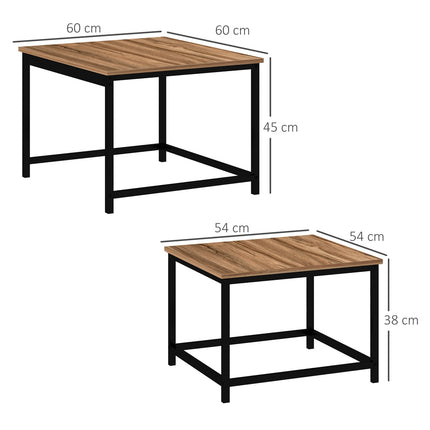 Industrial Wood Look Coffee table set, steel frame, set of 2
