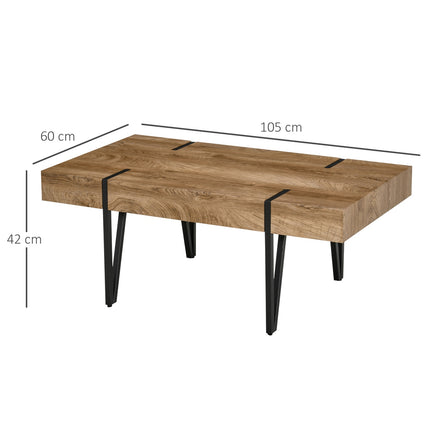Industrial coffee table, adjustable footrests, 105x60x42 cm