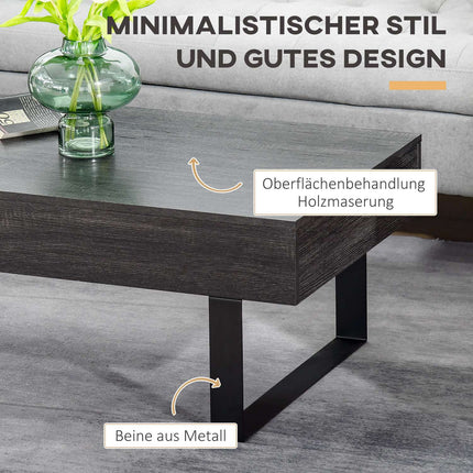 Couchtisch mit Schublade und Ablagen, stabiler Stahlrahmen