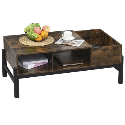 Couchtisch mit Stauraum, Spanplatte braun & schwarz, 118x60x47 cm