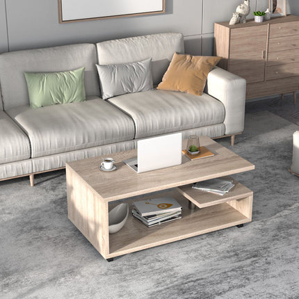 Table basse à 2 étagères, roulettes verrouillables, 105 x 60 cm