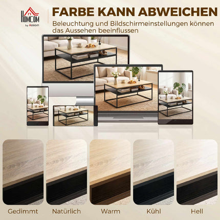 Table basse avec étagère, aspect chêne et noir, 100 cm