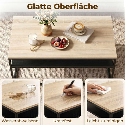 Table basse avec étagère, aspect chêne et noir, 100 cm