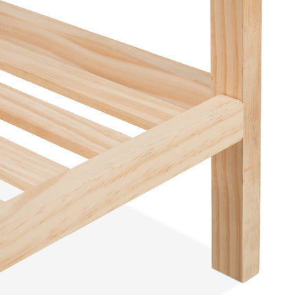Table basse avec plateau en verre - Bois de pin, 2 étagères