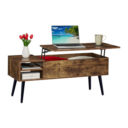 Table basse avec rangement dissimulé - Plateau relevable, style industriel