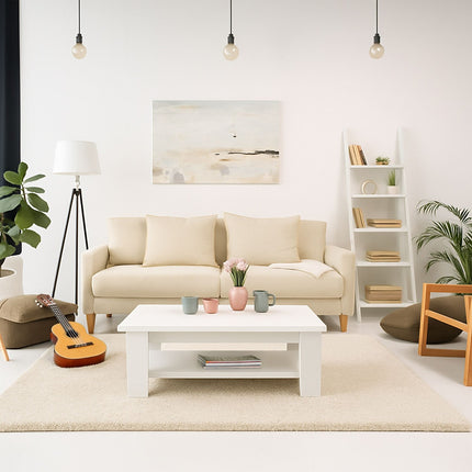 Table basse avec étagère inférieure - Design moderne, facile à nettoyer