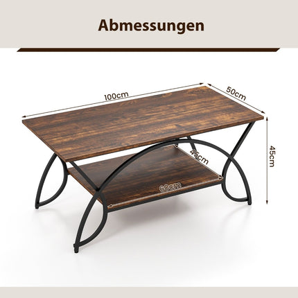 Couchtisch mit Ablage, Metallgestell, 100x50x45 cm