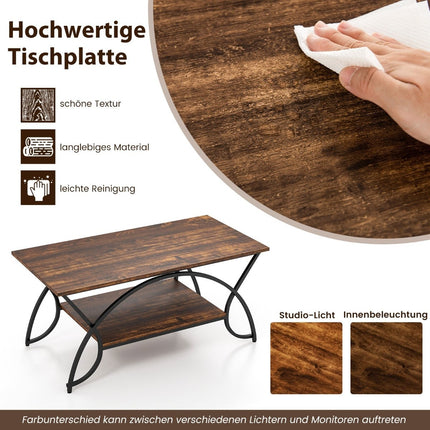 Couchtisch mit Ablage, Metallgestell, 100x50x45 cm
