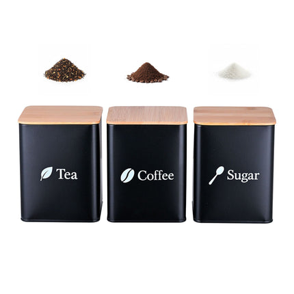 Ensemble de 3 bocaux en métal pour café, thé et sucre