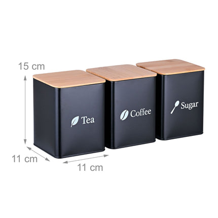 Ensemble de 3 bocaux en métal pour café, thé et sucre