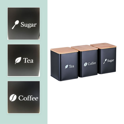 Ensemble de 3 bocaux en métal pour café, thé et sucre