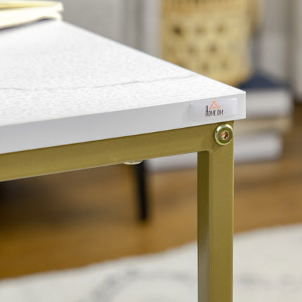 2er-Set Beistelltische mit geschachteltem Design - weißer Stahlrahmen