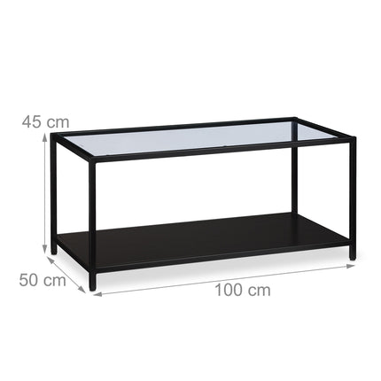 Table basse avec plateau en verre