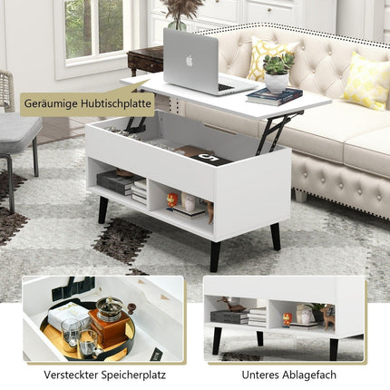 Table basse avec plateau relevable Table de salon moderne 80 x 40 x 44,5 cm blanc