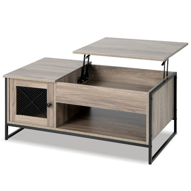 Couchtisch mit Hubplatte, Mitteltisch mit pneumatischer Hubvorrichtung 106 x 55 x 44,5 cm grau